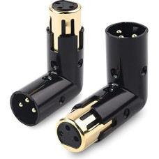 Cable Matters 2 Pack Adjustable Right Angle XLR Adapter Male to Female in Black (XLR 90 Degree Adapter)