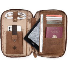 DRAKENSBERG Travel Organiser 'Kate' - Universal Travel Folder and Travel Wallet, Case for Kindle and eBook Readers up to 7 Inches, Handmade, Buffalo Leather, Retro Vintage, Havana Brown, DR00318
