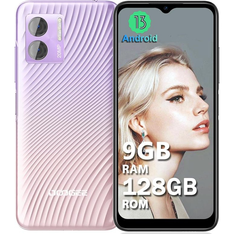 DOOGEE N50S [2024] Mobilusis telefonas, 9GB RAM + 128GB ROM (TF 1TB), 20MP AI kamera, 6,52