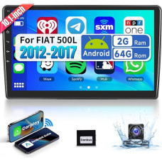 2+64G 10,1 colių automobilinis radijas 2 DIN Fiat 500L 2012-2017 Belaidis Carplay Android automobilis, radijas Bluetooth su ekranu HiFi RDS/FM radijas GPS navigacija + AHD galinio vaizdo kamera + CANBUS
