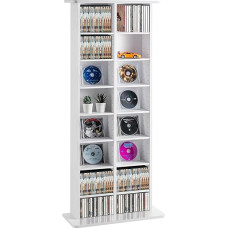 VEVOR Media Storage Cabinet, 8 Layer DVD Shelf Holds up to 464 CDs, Adjustable CD Shelves with 16 Compartments, Protects and Organizes Music, Film, Video Game or Memory Collections, White