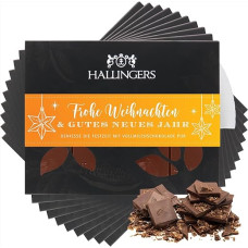 Hallingers 10 x Merry Christmas and a Good New Year - Full Milk Fine Chocolate Soft Melting Pure - Handmade, Alcohol-free (Box) - Gift in Summer & as a Perfect Barbecue Gift | Glückwu