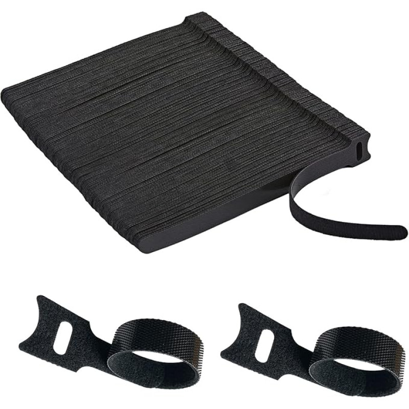 120 Stück schwarze wiederverwendbare Kabelbinder, Klettbänder, Kabelbinder, Organizer für Zuhause, lange Kabelbinder, USB-Datenkabel