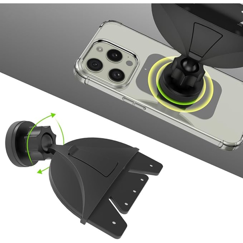 pluX KFZ-Handyhalterung mit CD-Schlitz, Handyhalterung für Auto, 360° drehbar, CD-Handyhalterung, CD-Handyhalterung für Auto, suderinamas su iPhone 14, 12, 11 Pro, Max, XR, XS, Max, X, 8 Plus, SE