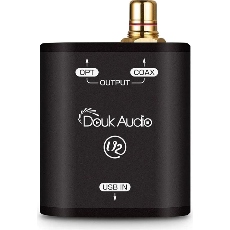 Douk Audio U2 USB keitiklis XMOS XU208 Skaitmeninė sąsaja TOSLINK koaksialinis DOP SPDIF adapteris DSD64 PCM192Khz (juodas)