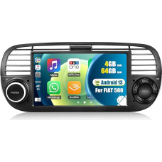 4G + 64G 8 branduolių CAMECHO Android 13 automobilinis radijas su navigacija Fiat 500 (2007-2015 m.) su Carplay Android Car, dvigubas DIN radijas su 7 colių ekranu, Bluetooth Mirror Link FM/RDS WiFi SWC ir USB