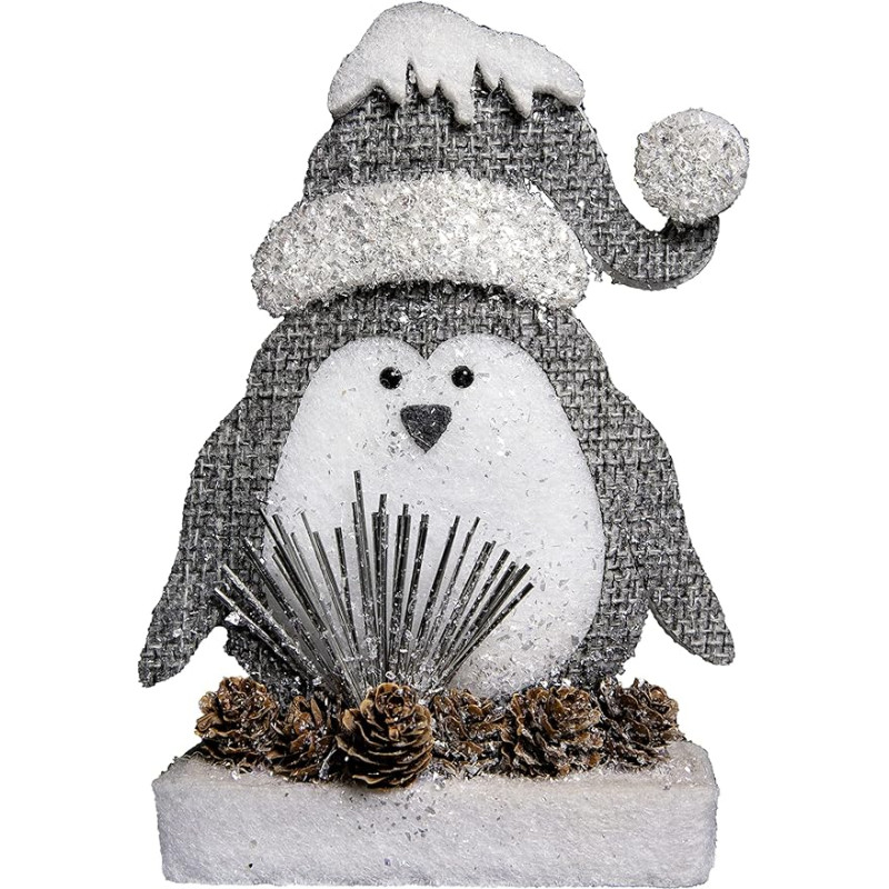 SHATCHI Red/Grey Penguin Christmas Table Figures Window Wall Door Holiday Home Xmas Glitter Foam Showpiece Decorations 42cm/32cm/20cm