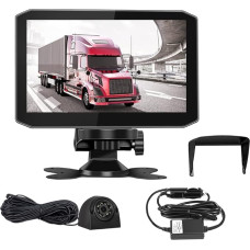 VSYSTO 7 Inch Screen HD 1080P Reversing Camera, Infrared Night Vision, Reversing Aid Line, Battery Voltage Indicator, Truck Dash Camera for Semi-Trailer Transporter Tractor RV (7 Inch + Cameras x 1)