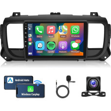 Android automobilinis radijas Peugeot Expert/Toyota Proace/Citroen Jumpy 3 SpaceTourer 2016-2021 Radio Carplay Belaidis Android Car 9 colių jutiklinis ekranas 2 DIN Bluetooth HiFi navigacija WiFi FM RDS Galinis vaizdas