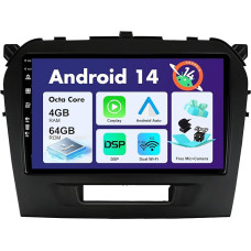 SXAUTO Android 12 IPS automobilinis radijo imtuvas Suzuki Vitara (2014-2020) - Integruotas Carplay/Android Car/DSP - LED kamera + MIC - 4G + 64G - DAB 360-CAM vairo valdymas Fast Boot AHD WiFi - 2 DIN 9 colių