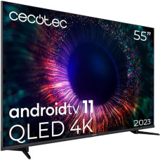 Cecotec TV QLED 55” Smart TV V1+ Serie VQU11055. 4K UHD, Android 11, Frameles Design, MEMC, Dolby Vision und Atmos, Subwofer, HDR10, Modell 2023