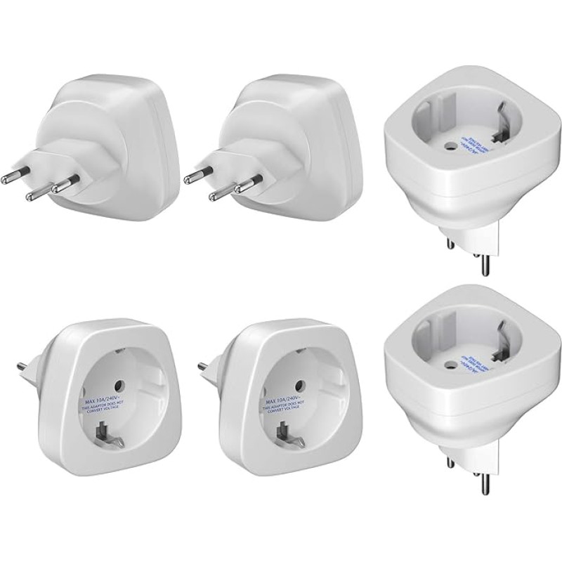 Pack of 6 Germany to Switzerland Travel Adapter, EU to Switzerland Travel Adapter, Switzerland Travel Plug Socket Adapter, Schuko EU to Type J Socket, for Maldives, Rwanda, Liechtenstein Travel