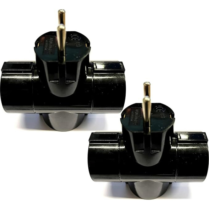 RCE B01SBKX2 Triple Socket T-Adapter Multiple Socket German Schuko Socket Strip 3-Way 16A Plug Max 3680W - Pack of 2