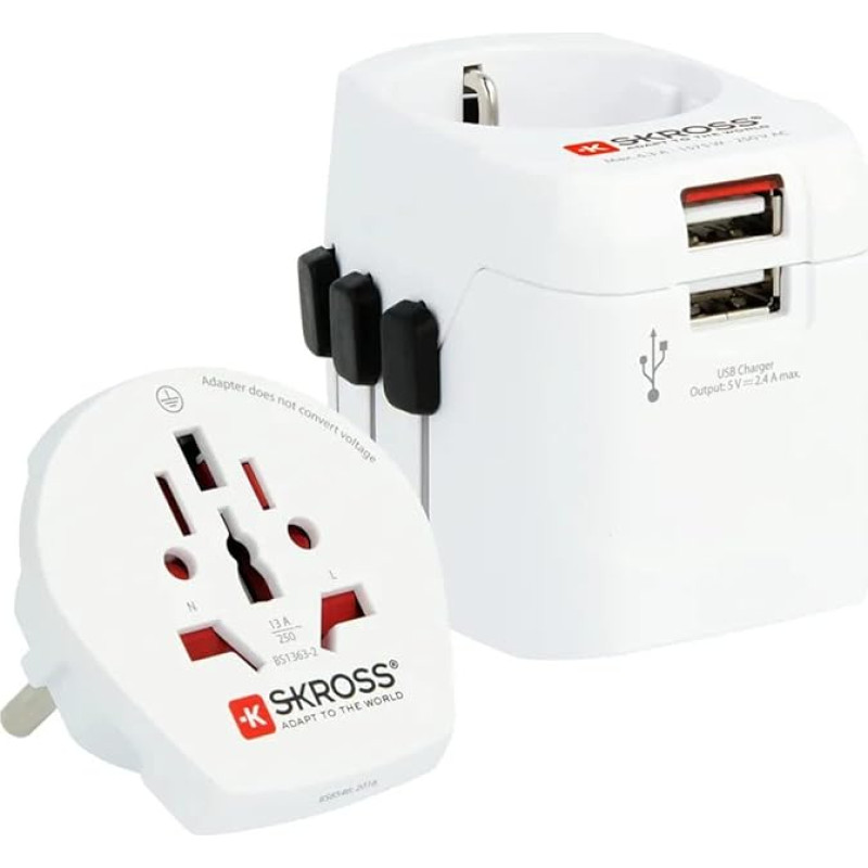 SKROSS Country Plug Pro Light USB World (2xA) White