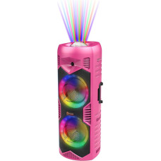 Let's Go Party 5150 Bluetooth Music Box: Ultimate Pink Party Box with 200 W 6 Inch Double Speakers - Portable Karaoke Speaker with Wireless Microphone, 5H Playtime, Remote Control & Light Show