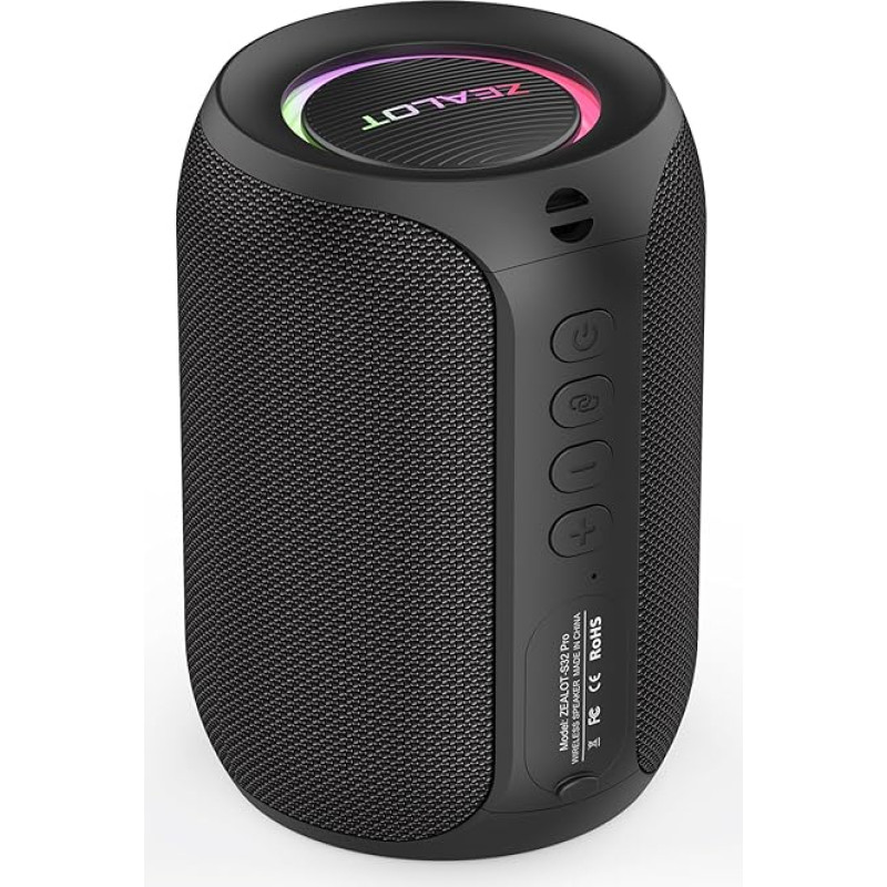 ZEALOT Bluetooth Speaker, Music Box Bluetooth with USB/TF Card/AUX, Bluetooth Box with IPX5 Waterproof, 12 Hours Playtime, Dual Pairing, Portable Wireless Speaker for Home and Outdoor S32 Pro