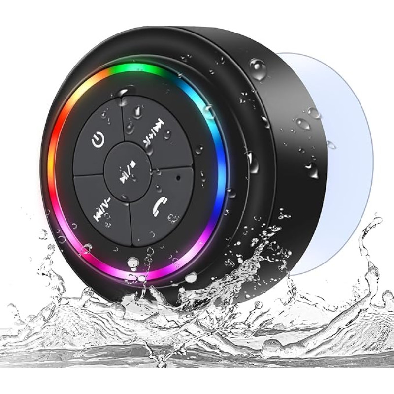 ANLEDDA Bluetooth Speaker with LED Light, Music Box, Portable Bluetooth Box with IPX7 Waterproof Hands-Free Function for Phone, Outdoor Portable Bluetooth Speaker for Home, Garden, Travel