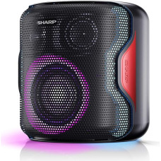 SHARP PS-921 (BK) Party Speaker, 14 Hour Playtime, Bluetooth, TWS: Pairing Another Device, Multicolour Light Show with Different Modes, Ultra Bass Setting, 130 Watt, Black