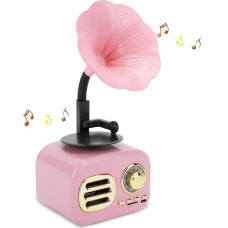 Retro Bluetooth Speaker, Gramophone Phonograph Shape Bluetooth Speaker Speaker, Vintage Home Bedroom Decor, Retro Music Player (Pink)