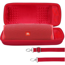 Lebakort Hard Travel Protective Case for JBL Charge 5 Charge 4 Bluetooth Waterproof Portable Wireless Speaker (Red)