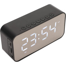 Wireless Bluetooth Speaker with Alarm Clock, Digital Clock with Bluetooth Speaker, Support FM Radio, Dual Alarms, Mirror LED Display, Hands-Free Calling for Bedroom (Black)