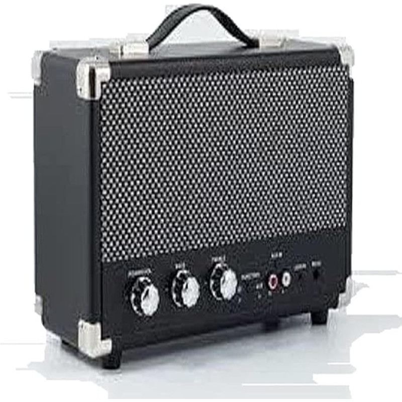 GPO Westwood Retro 25 Watt Speaker with Subwoofer, RCA Input, Bluetooth with Retro Grid and Carry Handle - Black