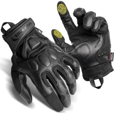 Zune Lotoo Tactical Gloves, Motorcycle Gloves Made of Leather with High Mobility, Airsoft Gloves Black with XRD Padded for Men Women Paintball Airsoft Work Motorcycle Outdoor