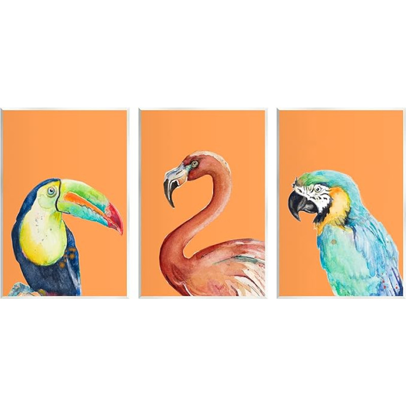 Stupell Industries Patricia Pinto Bold Tropical Birds Rainforest Animals Tukanpapapagei, dizainas