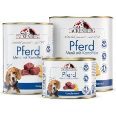 TACKENBERG Horse with Potatoes Wet Food Tin for Dogs - aukščiausios kokybės ėdalas šunims - natūralus, be grūdų - 6 x 800 g