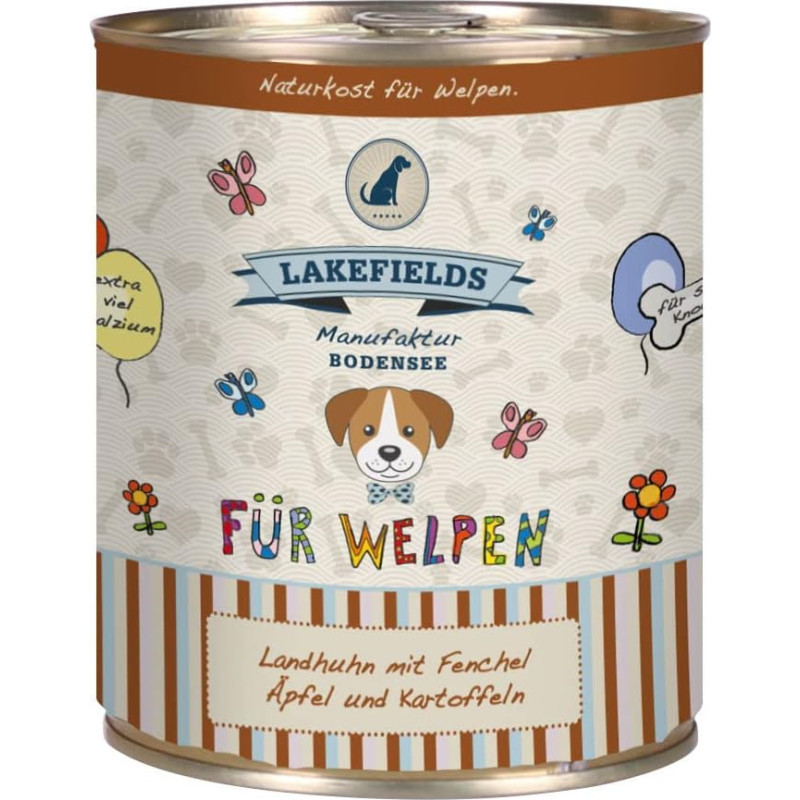 LAKEFIELDS MANUFAKTUR Puppies Wet Food Menu Vištiena 61% mėsos mažiems šuniukams, dydis: 6 x 800 g