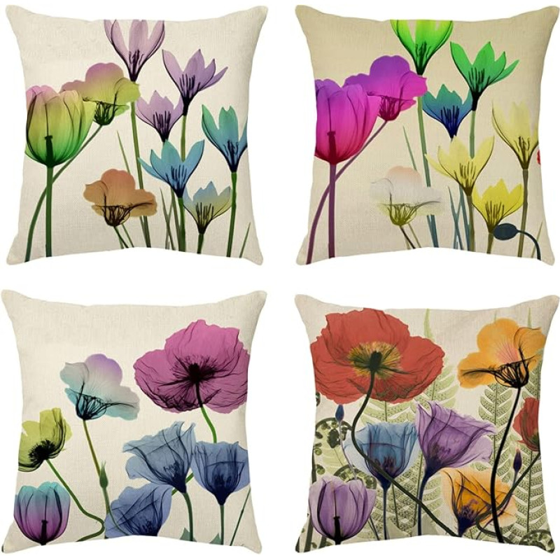 Floral Pattern Farmhouse Cushion Cover Water Resistant Home Bedroom Outdoor Sofa Garden Bench Couch Bed Decor