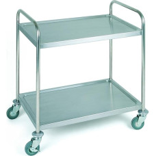 APS Servierwagen, Transportwagen, Servierwagen mit zwei Böden, B x T x H: 91 x 59 x 93 cm, Abstand zwischen den Borden ca. 56 cm, 4 Lenkrollen, davon 2 feststellbar, Trolley mit Tragfähigkeit 80 kg