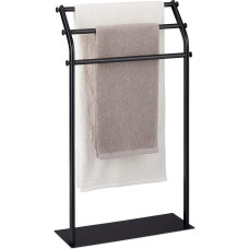 Relaxdays Towel Rack, 3 Towel Rails, HBD: 86 x 51 x 19 cm, Non-Slip, Bathroom, Bedroom, Steel, Black