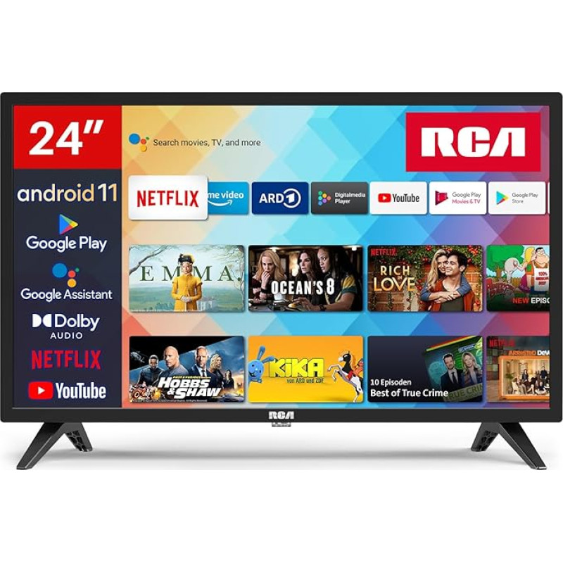RCA Smart TV 24 Inch (60 cm) HD TV Android TV with WiFi, Bluetooth, App Store, Triple Tuner (DVB-T/T2, DVB-C, DVB-S/S2), USB, HDMI (SRA24HF1, 2024)