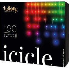 Twinkly Icicle 190 LED RGB, LED-Kaskadenlichter für Draußen und Drinnen, Smarte LED-Lichterkaskade RGB, Kompatibel mit Alexa, Google Home, IP44, App-Steuerung, Transparentes Kabel, 5.5m