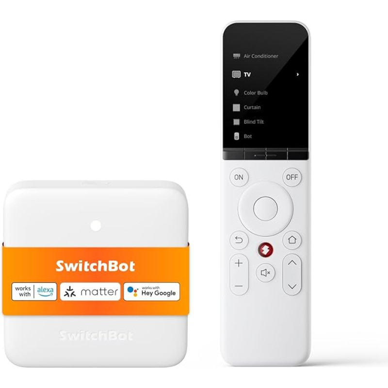 SwitchBot Universal Remote mit Hub Mini Matter Enabled, All-in-One-Smart-Fernbedienung mit anpassbarer App, steuert IR-/Bluetooth-Geräte, kompatibel mit TV/Klimaanlage/SwitchBots und vielem mehr