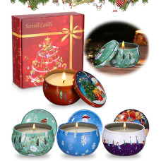 TIDEVAN Candles Decorative Gifts, Set of 4 Scented Candles Gift Set for Women, Scented Candles Christmas Candles Natural Soy Wax 2.5 oz Aromatherapy Candles for Stress Relief, Bath, Yoga, Massage,
