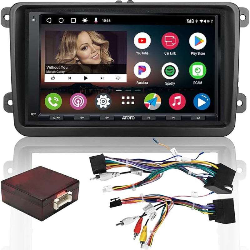 ATOTO A6PF Android Double Din automobilinis radijas, suderinamas su VW Volkswagen/Golf/Polo/Tiguan, 7 colių skaitmeninės medijos imtuvas, belaidis Carplay ir belaidis Android automobilis, 2 Bluetooth, 2G+32G, A6VW07APF