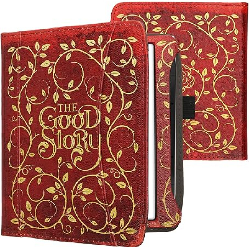 kwmobile Flip Case Compatible with Pocketbook Era/Era Colour - Front Compartment Hand Strap - Book Cover Good Story Yellow Orange Red