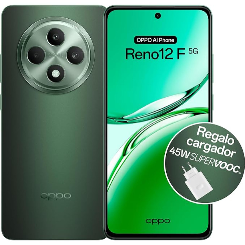 OPPO Reno12F 5G išmanusis telefonas su IA, 16GB (8GB + 8GB, 256GB, 2.5D AMOLED ekranas, 6,7 colio, kamera 50+8+32MP, 