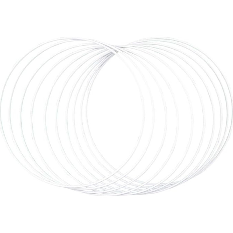 Rayher 25214102 Metal Rings, Pack of 10, 25 cm Diameter, White Coated, Thickness Approx. 3 mm Thick, Wire Rings for Crafts, Winding Technology, Dream Catchers, Floristry, Wedding Wreaths, Hoops