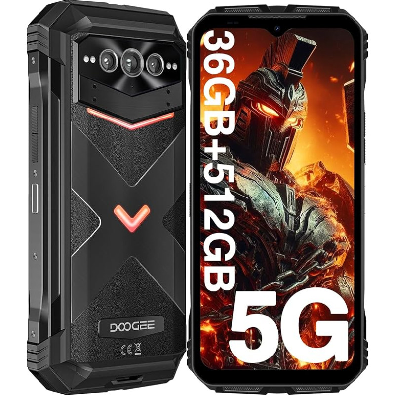 DOOGEE VMAXPLUS Android 14 Lauko mobilusis telefonas 5G, 512GB ROM 36GB RAM 22000mAh 6,58 colių FHD + 120Hz lauko išmanusis telefonas be sutarties 200MP + 32MP + 20MP naktinio matymo kamera Dual SIM/WiFi