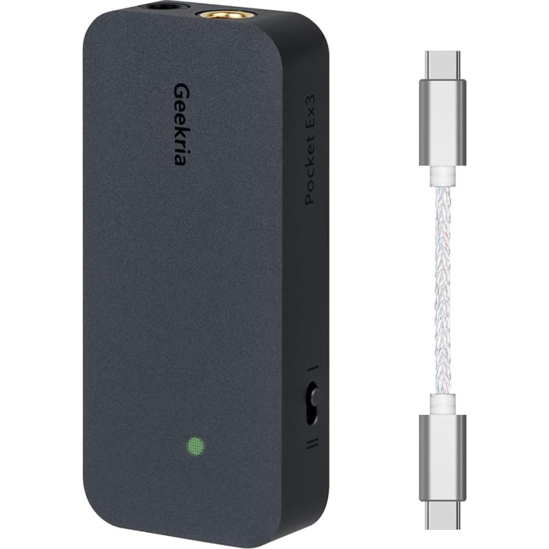 GEEKRIA Pocket Box 3 USB-C nešiojamasis ausinių stiprintuvas, 4,4 mm subalansuotas išėjimas ir 3,5 mm stereofoninis išėjimas, mini Hi-Fi DAC dviejų lustų CS43131, palaiko iki 384KHz/32bit