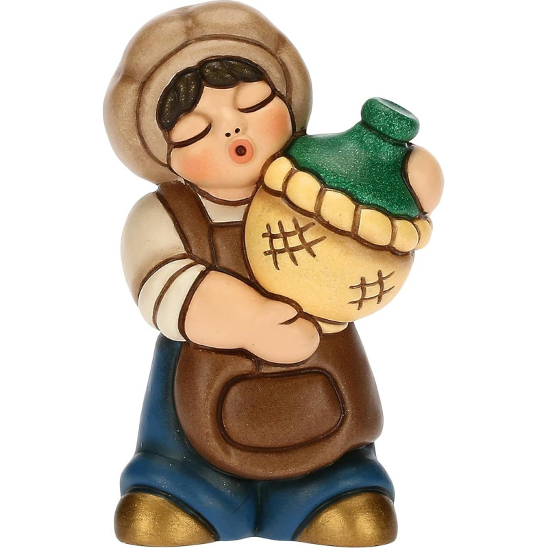 THUN - Hand Decorated Ceramic Glass Balloon Blue Line Classic Nativity Scene Christmas Decoration House 5.1 x 3.5 x 8.1 cm H