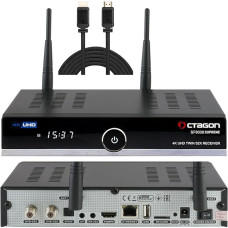 OCTAGON SF8008 UHD 4K Supreme Twin Sat Receiver + NONIC HDMI Cable, 2x DVB-S2X Tuner, E2 Linux & Define OS, with PVR Recording Function, M.2 M Key, Gigabit LAN, Sat to IP, Card Reader, WiFi WLAN