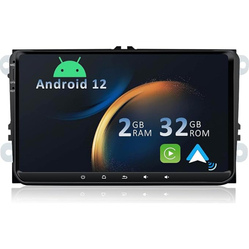 YUNTX Android 12 automobilinis radijas, suderinamas su VW Passat/Golf/Skoda/Seat - GPS 2 DIN - Caméra arrière et Canbus Free - 9 colių - Soutien DAB+ / Commande au Volant / 4G / WiFi / Bluetooth / Mirrorlink