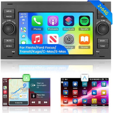 2+64G Android 13 Car Radio for Ford Transit Fiesta Focus Galaxy Mondeo Fusion for Kuga C-Max S-Max Connect with Carplay & Android Car - 7 Inch Radio Support WiFi GPS SWC + Reversing Camera & Mic