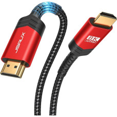 JSAUX HDMI kabelis 15 metrų, ilgas šviesolaidinis HDMI 2.1 kabelis, 8K didelės spartos 48Gbps 8K @ 60Hz, 4K @ 120Hz, UHD HDR 10+, eARC, Dolby Vision, 3D, VRR, suderinamas su PS4, PS5, 8K žaidimais, TV, Blu-ray