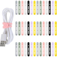 Wiederverwendbare Silikon-Kabelbinder, 42 Stück, verstellbare Silikon-Kabelbänder, Draht-Organizer, Kabelbinder, Kabelbinder, Kabelbinder zum Bündeln von Geräten, Ladekabeln