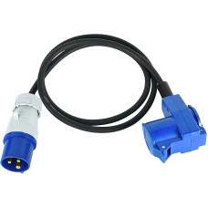 Electraline 46150, Pramoninis prailgintuvas - 1,5 m kabelis H07RN-F - guminės žarnos kabelis - IP44 lauko sąlygomis / 1 pramoninis šalto prietaiso lizdas + 1 
